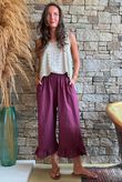 Larc Frill Kick Pant Aubergine